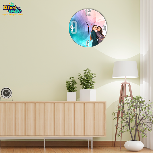 Customized Acrylic Wall Mount Clock - Personalized Round Shaped Wall Clock
