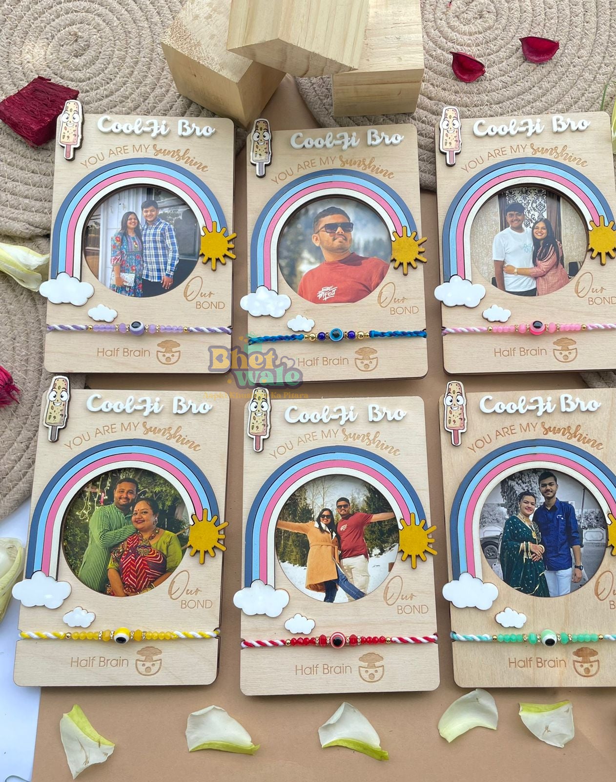 Cool-Fi Bro Rakhi with Fridge Magnet – Evil Eye Theme (6x4" Handmade Birch Ply)