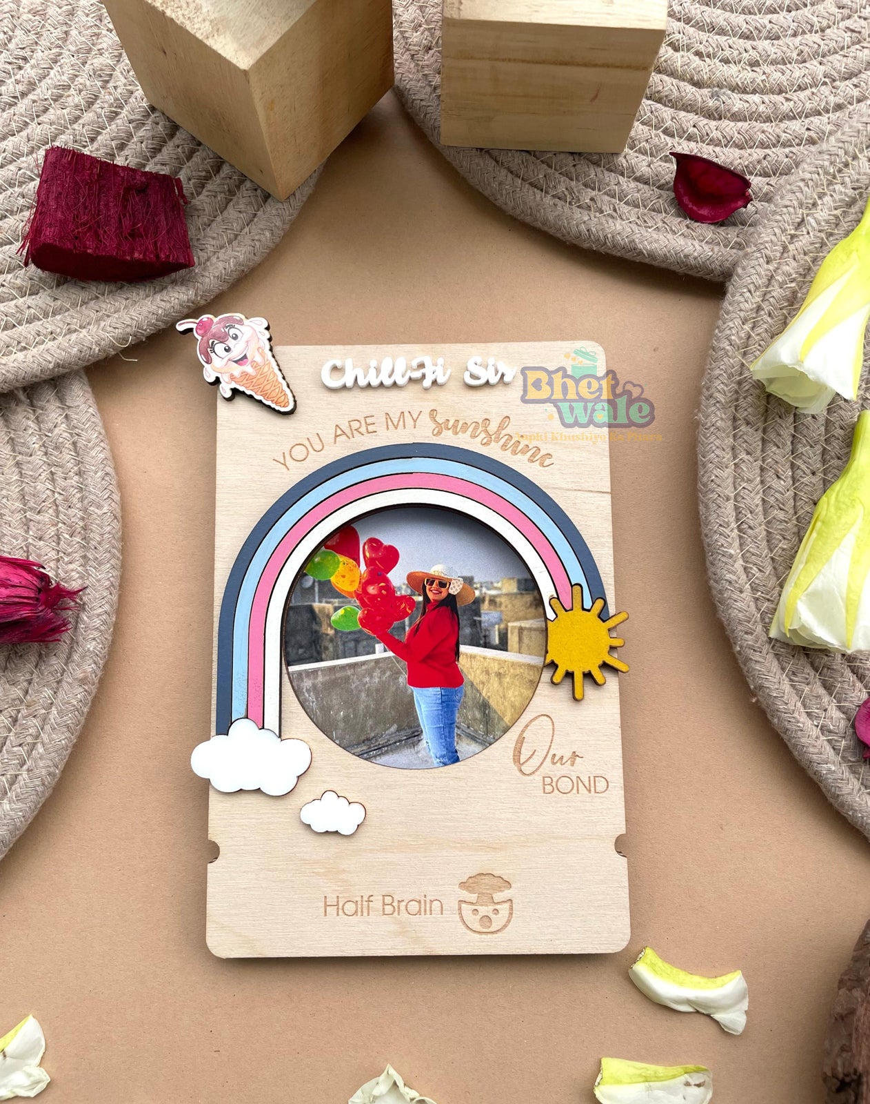 Cool-Fi Bro Rakhi with Fridge Magnet – Evil Eye Theme (6x4" Handmade Birch Ply)