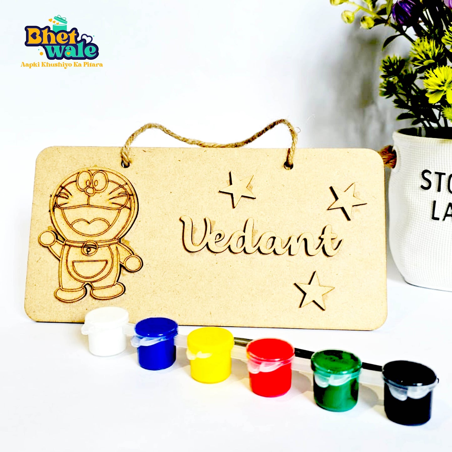 DIY Wooden Nameplate for Kids - Doremon (4x8)