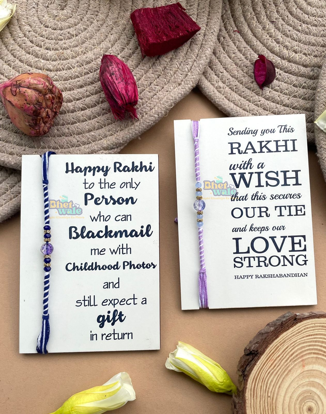 Evil Eye Rakhi with Message Card – MDF White Finish (4x6")