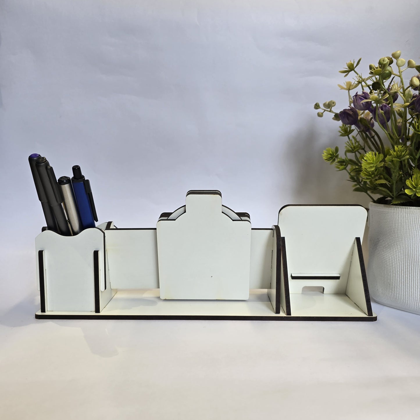 Elegant MDF Desk Companion – 3-in-1 Organizer with Infinity Calendar
