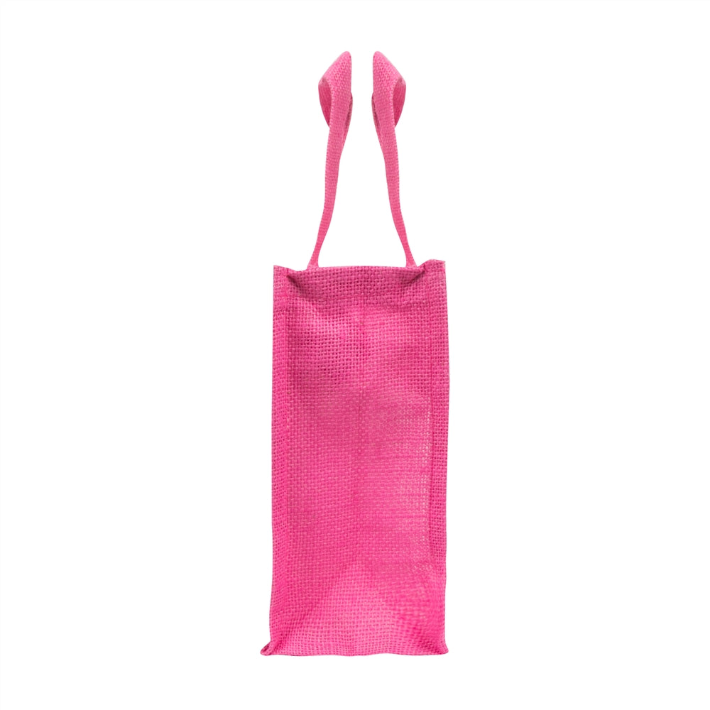 12x10x5 inch Window Jute Hamper Bag – With Zip, Pink, Self Handle — view 4