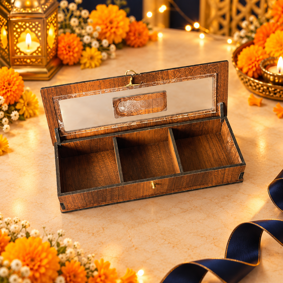 Prelam MDF Dryfruit Box – 3 Slab (60gm) – secondary view in Diwali setting