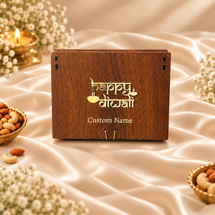 12 Cavity Prelam MDF Diwali Box – primary view on cream satin background