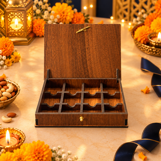 12 Cavity Prelam MDF Diwali Box – secondary view in Diwali setting