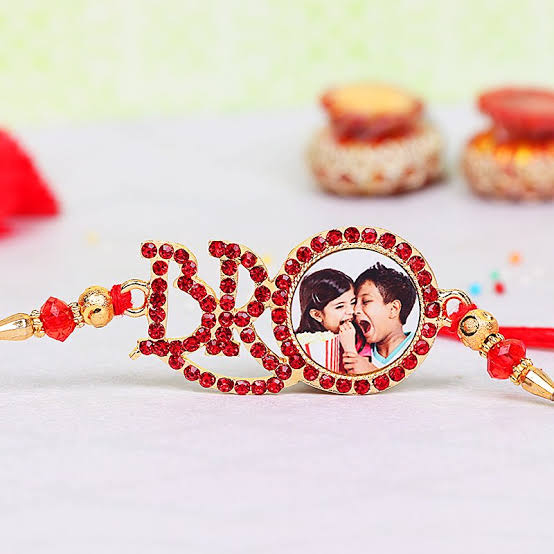 Personalized BRO Photo Rakhi (Red)