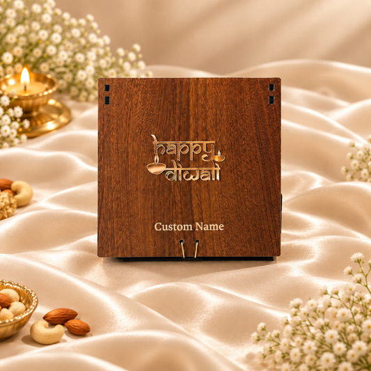 16 Cavity Prelam MDF Diwali Box – primary view on cream satin background