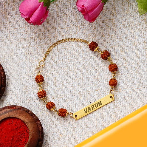 Personalized Rudraksha Beads Rakhi