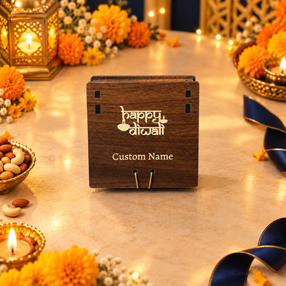 4 Cavity Prelam MDF Diwali Box – front view in festive Diwali setting