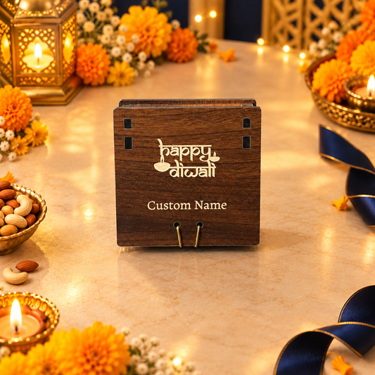 4 Cavity Prelam MDF Diwali Box – front view in festive Diwali setting