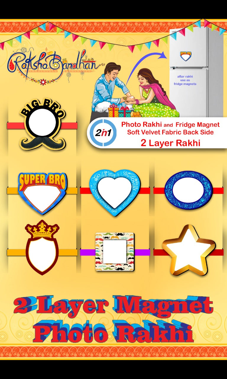 Double Layer Magnetic Rakhi - I Love My Brother Design