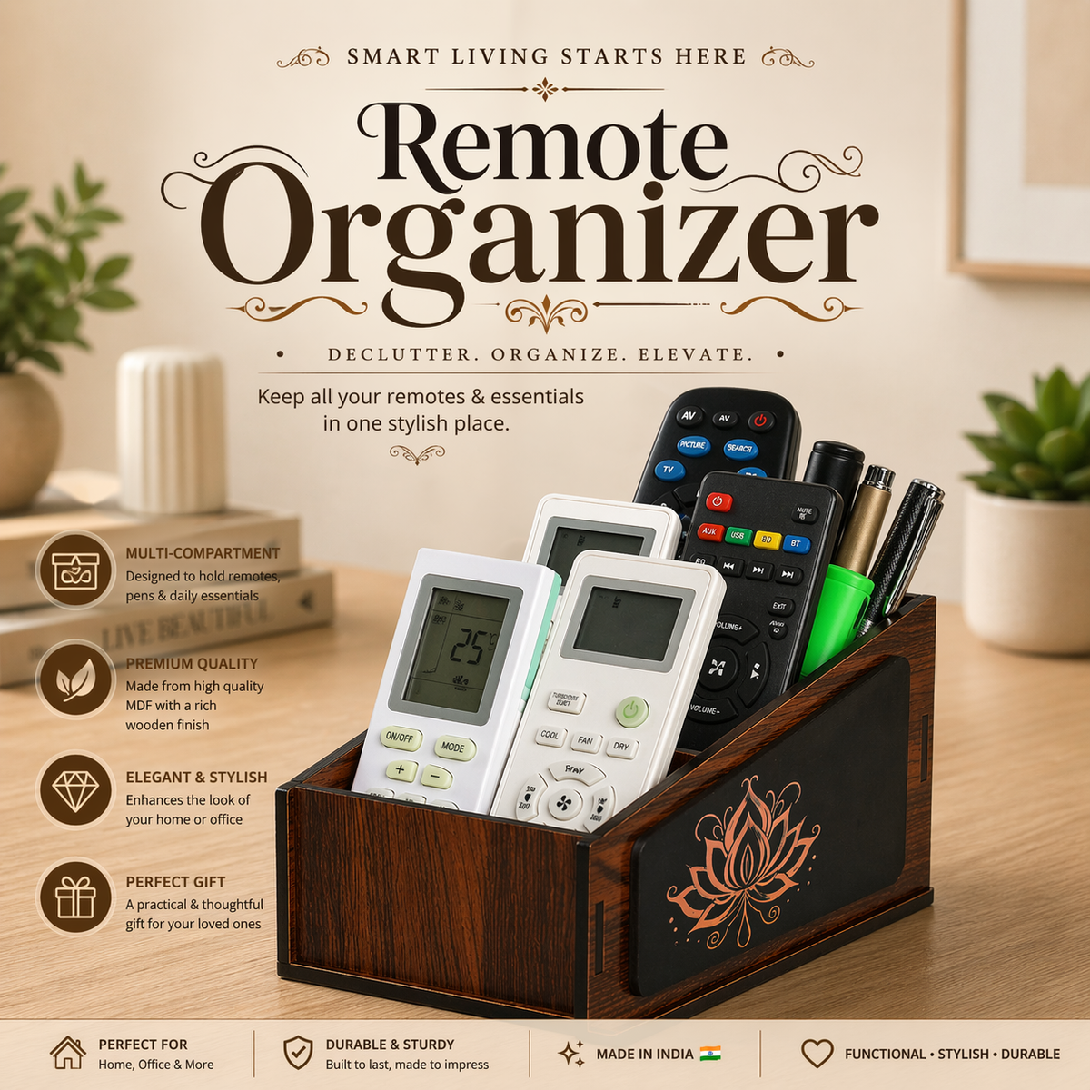 3 Compartment  Remote Stand