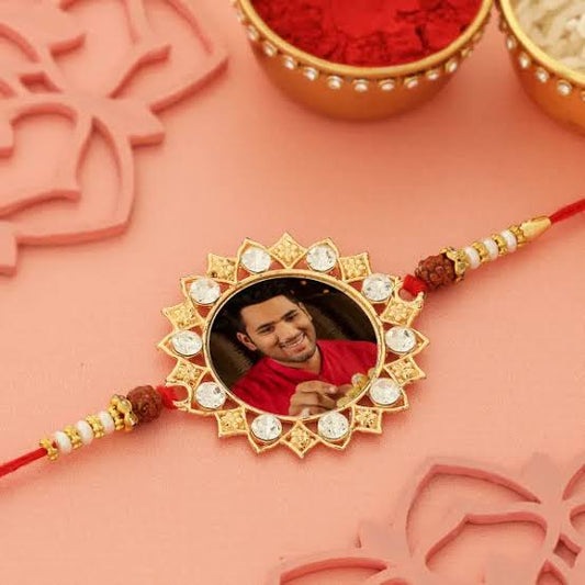 Gold Star Personalized Photo Rakhi