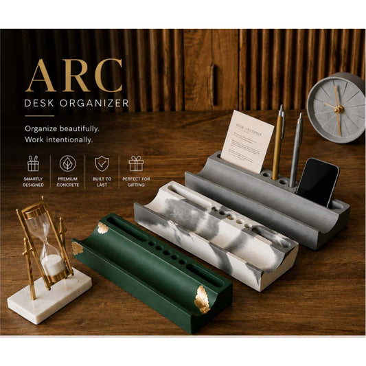 Arc Concrete Desk Organizer – available finishes