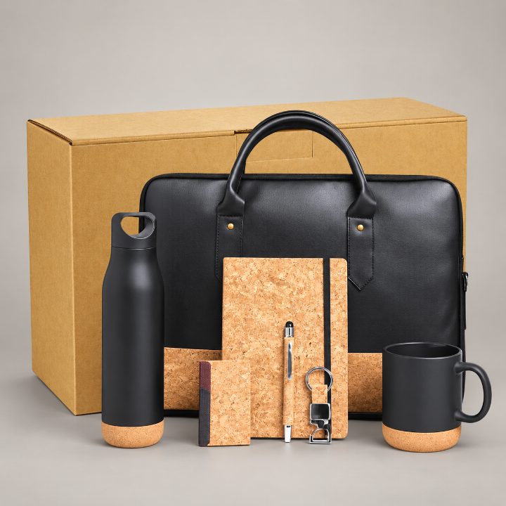 Cork Bottle, Mug, Diary, Pen,Cardholder, Keychain & Laptop Bag & Box Corporate Gift Set - GS368