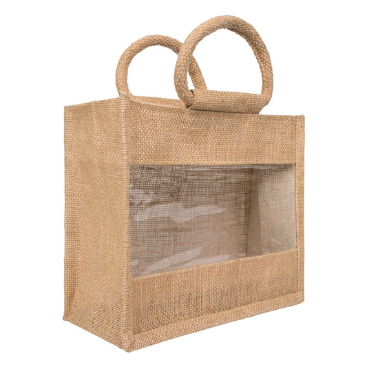 10x8x5 inch Window Jute Hamper Bag – With Zip — view 1