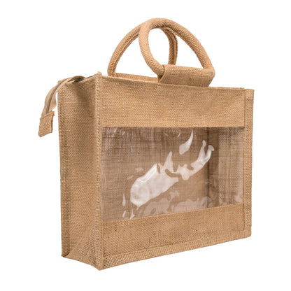 12x10x5 inch Window Jute Hamper Bag – With Zip — view 1