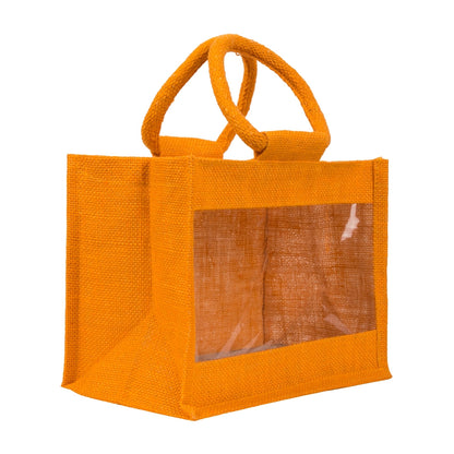 10x8x6 inch Window Jute Hamper Bag – With Zip, Mustard — view 1