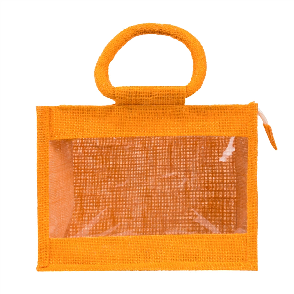 10x8x6 inch Window Jute Hamper Bag – With Zip, Mustard — view 2
