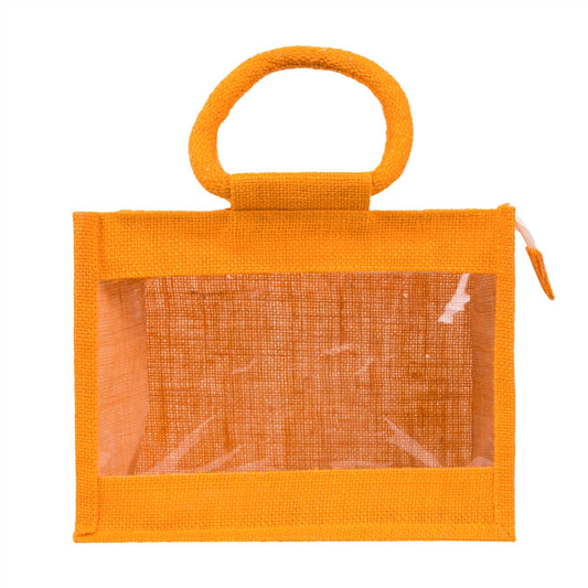 10x8x6 inch Window Jute Hamper Bag – With Zip, Mustard — view 2