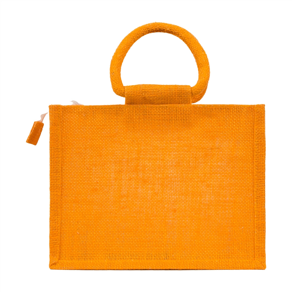 10x8x6 inch Window Jute Hamper Bag – With Zip, Mustard — view 3