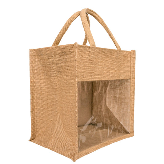 11x11x8 inch Window Jute Hamper Bag – With Zip — view 1