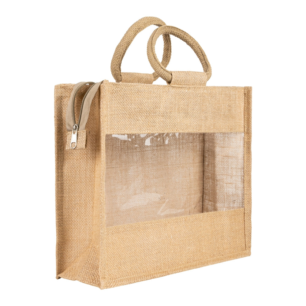 14x12x5 inch Window Jute Hamper Bag – With Zip — view 1