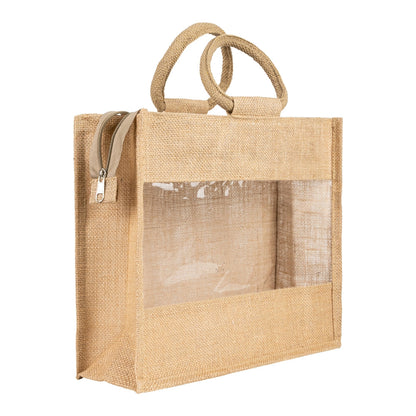 14x12x5 inch Window Jute Hamper Bag – With Zip — view 1