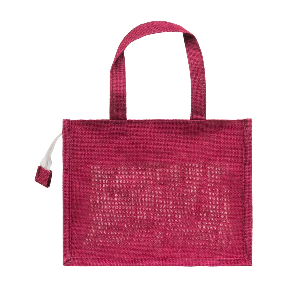 12x10x5 inch Window Jute Hamper Bag – With Zip, Maroon, Self Handle — view 3