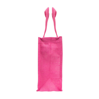 12x10x5 inch Window Jute Hamper Bag – With Zip, Pink, Self Handle — view 4