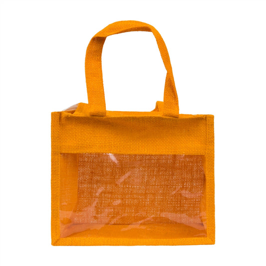 10x8x5 inch Window Jute Hamper Bag – With Zip, Mustard, Self Handle — view 2