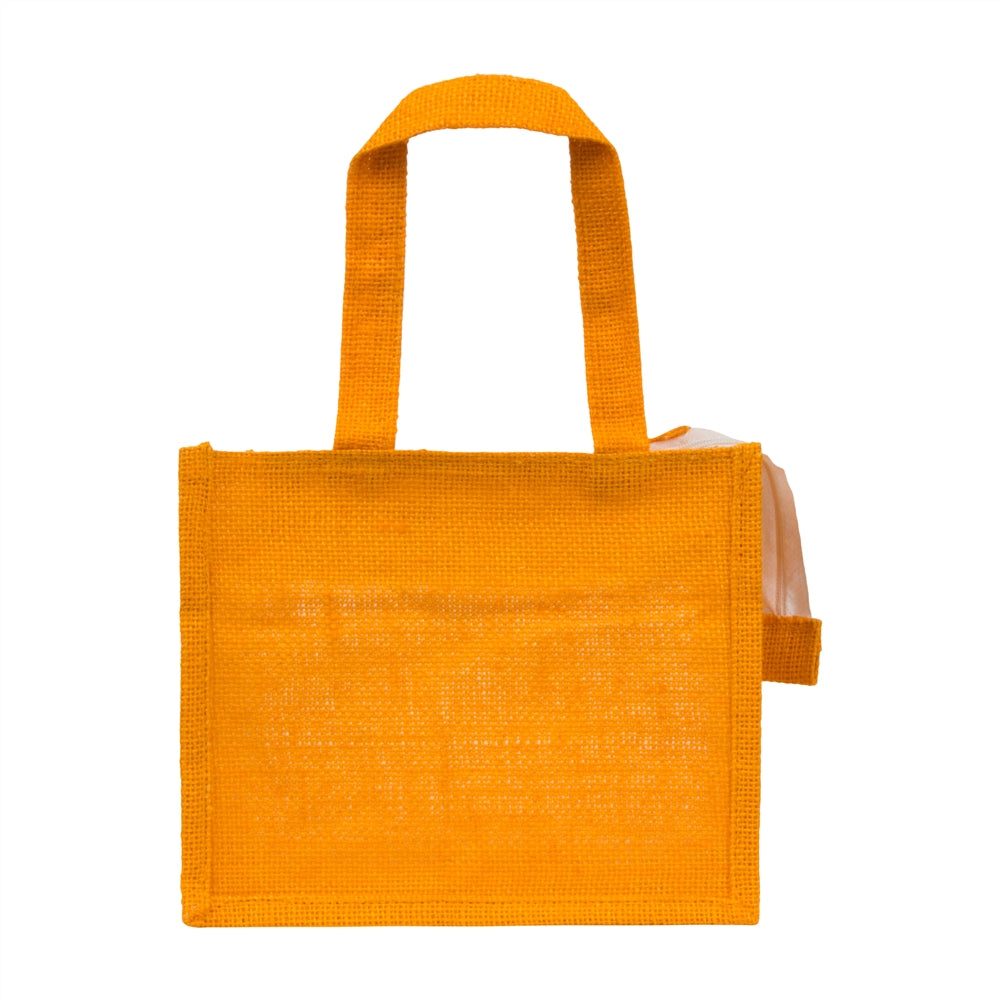 10x8x5 inch Window Jute Hamper Bag – With Zip, Mustard, Self Handle — view 3