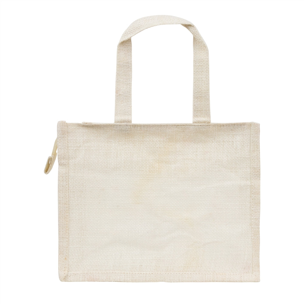 12x10x5 inch Window Jute Hamper Bag – With Zip, Off White, Self Handle — view 3