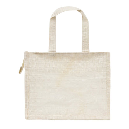 12x10x5 inch Window Jute Hamper Bag – With Zip, Off White, Self Handle — view 3