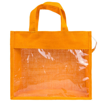 14x12x5 inch Window Jute Hamper Bag – With Zip, Mustard, Self Handle — view 2