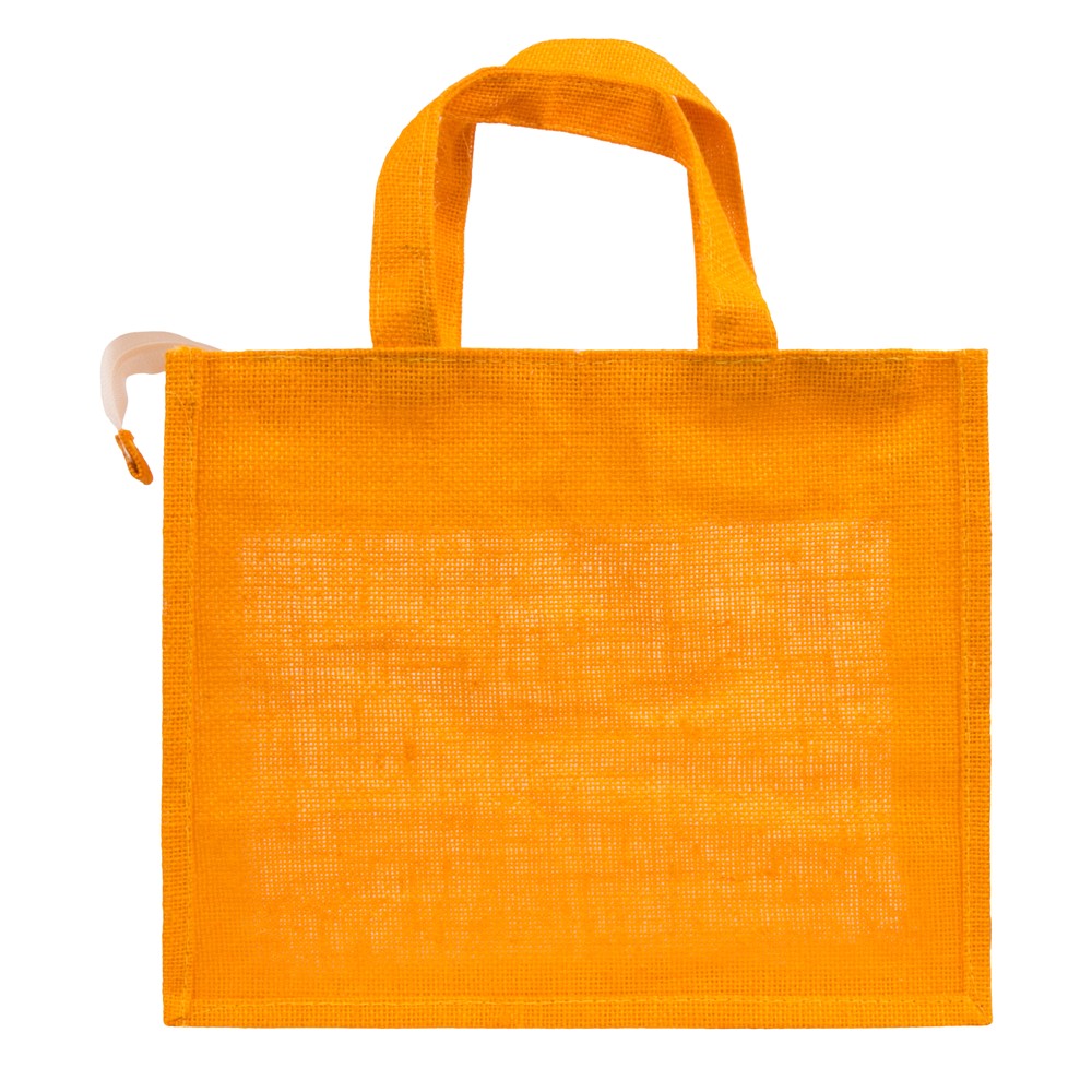 14x12x5 inch Window Jute Hamper Bag – With Zip, Mustard, Self Handle — view 3