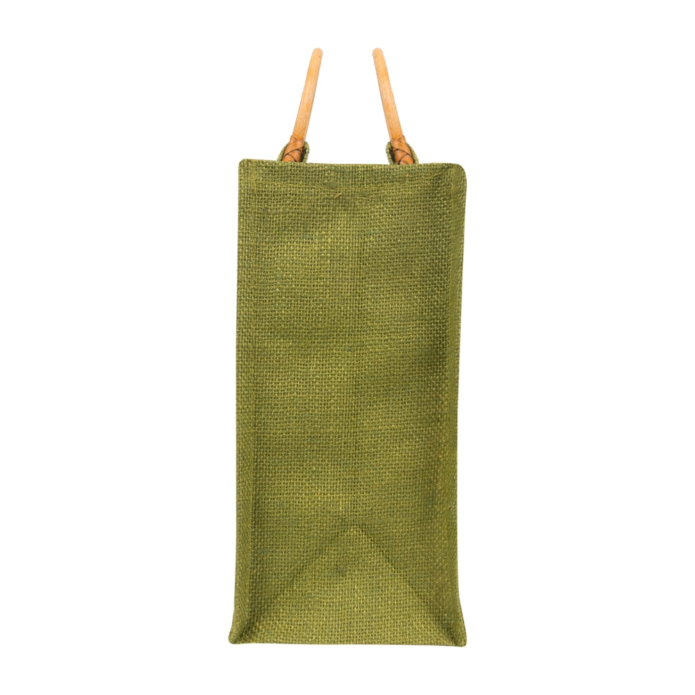 10x10x5 inch Window Jute Hamper Bag – Without Zip, Olive Green, Cane Handle — view 4
