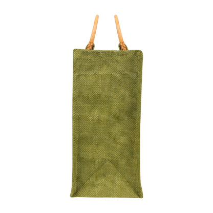 10x10x5 inch Window Jute Hamper Bag – Without Zip, Olive Green, Cane Handle — view 4