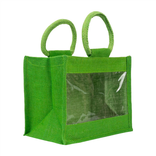 10x8x6 inch Window Jute Hamper Bag – With Zip, Green — view 1