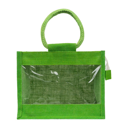 10x8x6 inch Window Jute Hamper Bag – With Zip, Green — view 2