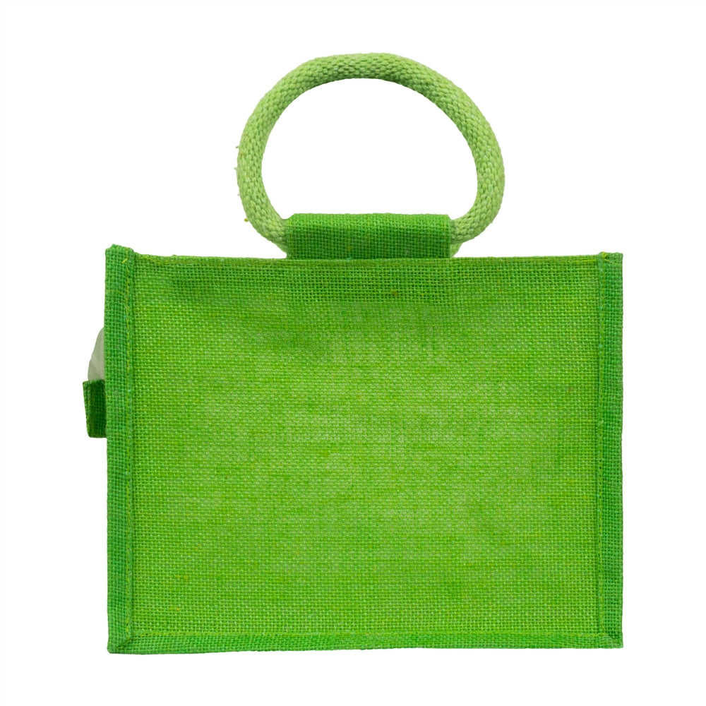 10x8x6 inch Window Jute Hamper Bag – With Zip, Green — view 3