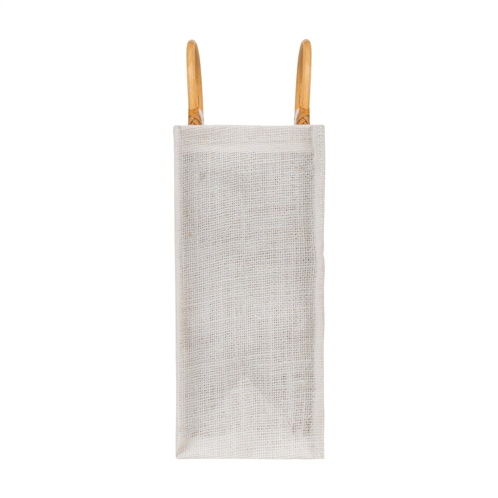 10x10x5 inch Window Jute Hamper Bag – Without Zip, Super White, Cane Handle — view 4
