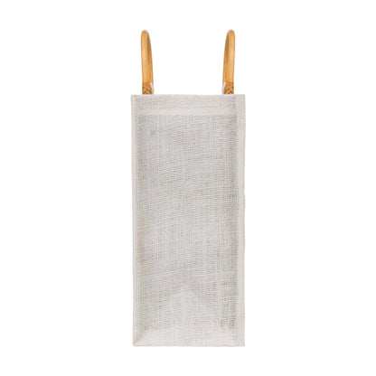 10x10x5 inch Window Jute Hamper Bag – Without Zip, Super White, Cane Handle — view 4