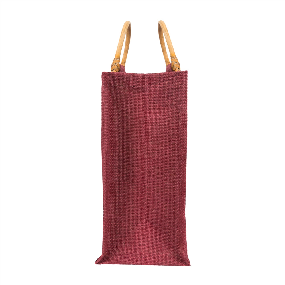 10x10x5 inch Window Jute Hamper Bag – Without Zip, Maroon, Cane Handle — view 4