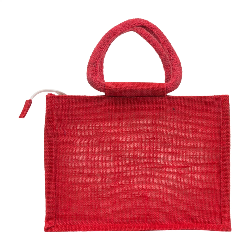 10x8x6 inch Window Jute Hamper Bag – With Zip, Red — view 3