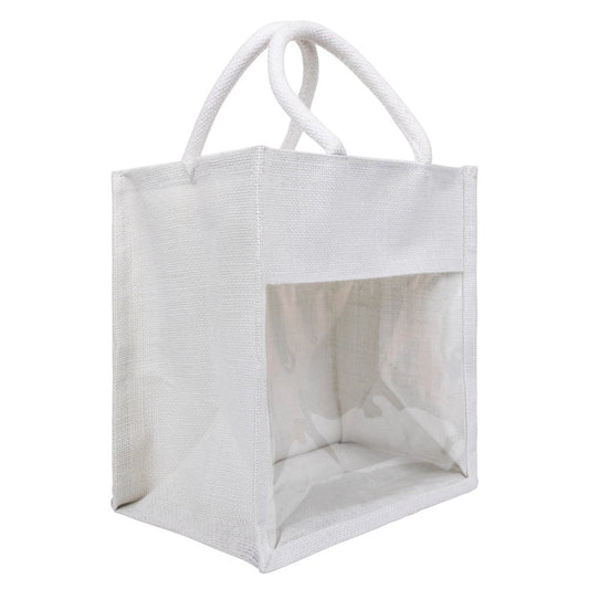 11x11x8 inch Window Jute Hamper Bag – With Zip, Super White — view 1