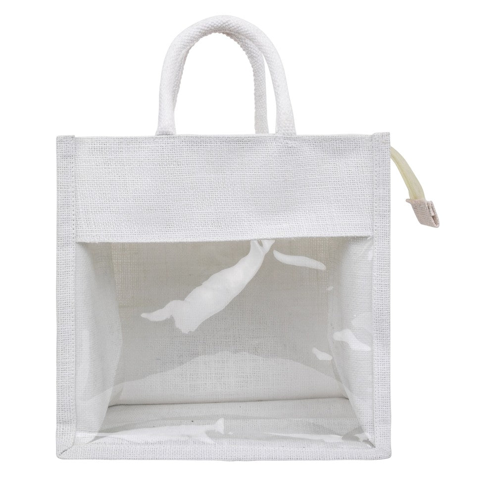 11x11x8 inch Window Jute Hamper Bag – With Zip, Super White — view 2