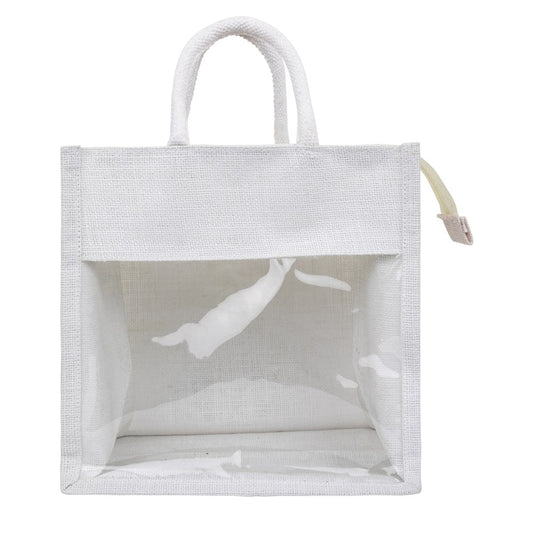 11x11x8 inch Window Jute Hamper Bag – With Zip, Super White — view 2