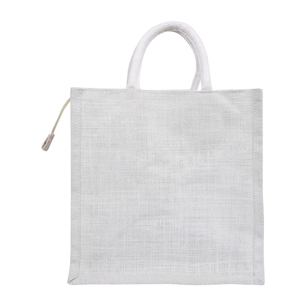 11x11x8 inch Window Jute Hamper Bag – With Zip, Super White — view 3